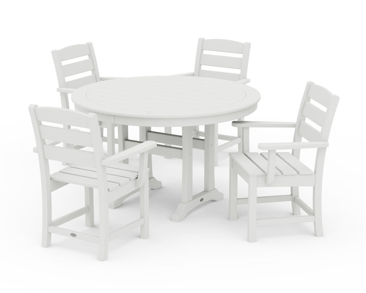 POLYWOOD® Lakeside 5-Piece Round Dining Set with Trestle Legs