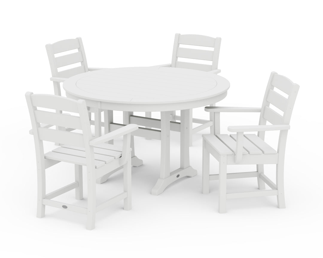 POLYWOOD® Lakeside 5-Piece Round Dining Set with Trestle Legs