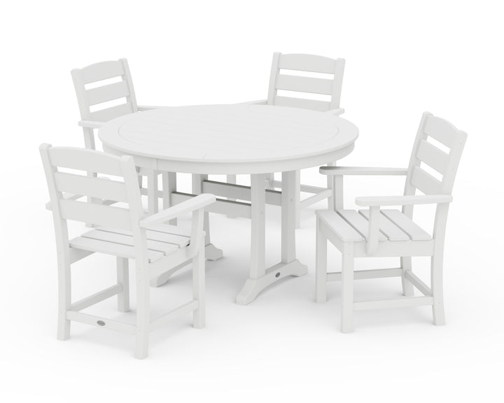 POLYWOOD® Lakeside 5-Piece Round Dining Set with Trestle Legs