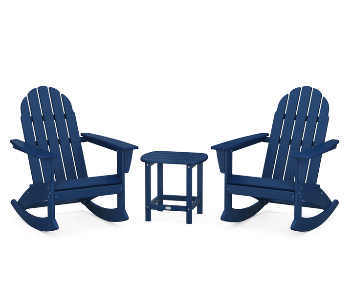 POLYWOOD® Vineyard 3-Piece Adirondack Rocking Chair Set with South Beach 18" Side Table