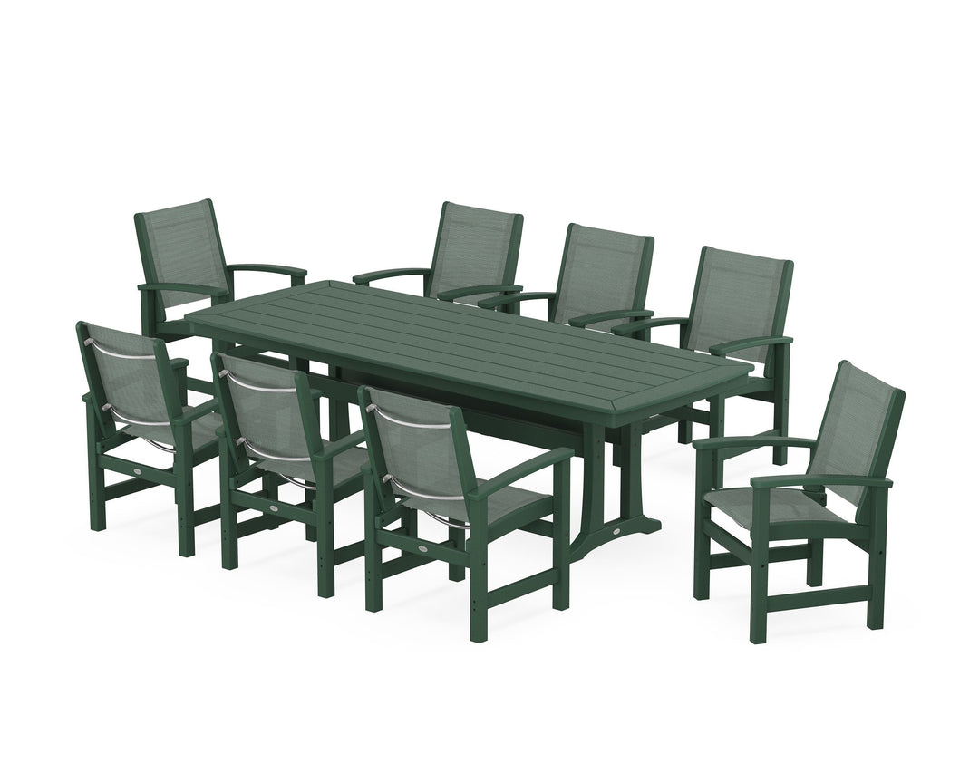 POLYWOOD® Coastal 9-Piece Dining Set with Trestle Legs