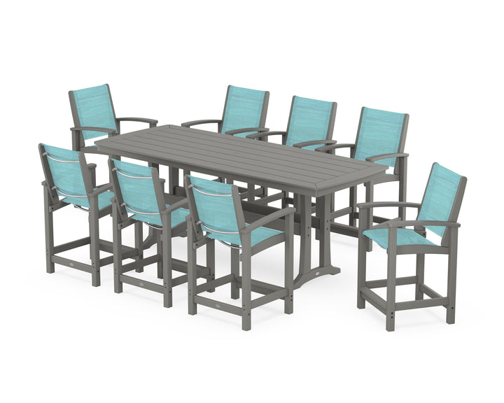 POLYWOOD® Coastal 9-Piece Counter Set with Trestle Legs