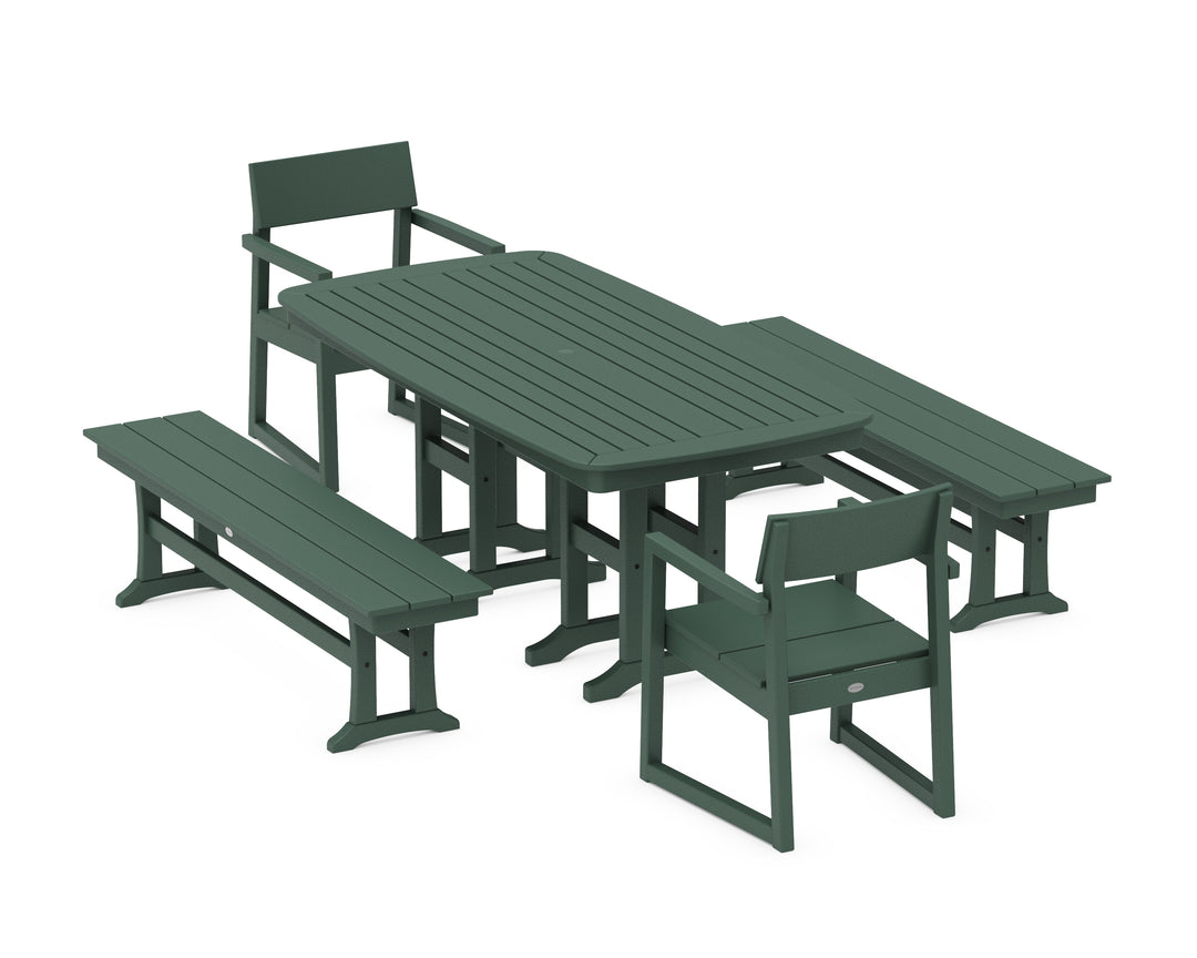 POLYWOOD® EDGE 5-Piece Dining Set with Benches