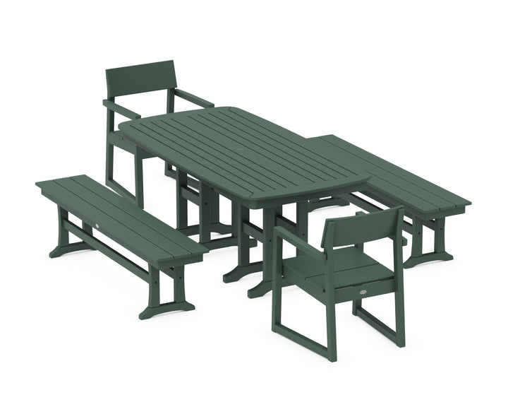 POLYWOOD® EDGE 5-Piece Dining Set with Benches
