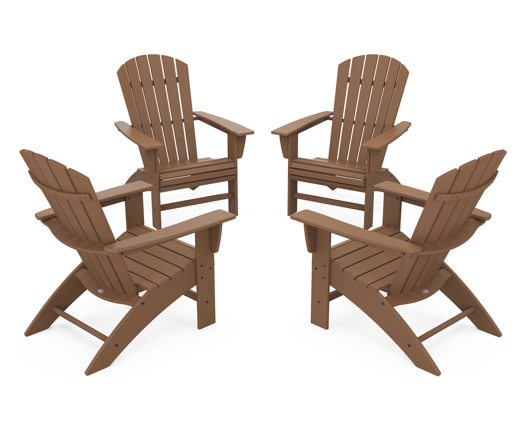 POLYWOOD® 4-Piece Nautical Curveback Adirondack Chair Conversation Set