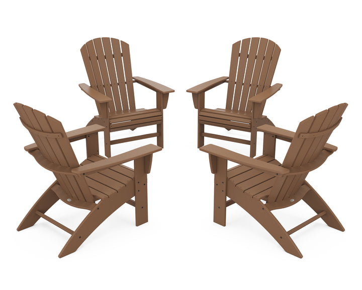 POLYWOOD® 4-Piece Nautical Curveback Adirondack Chair Conversation Set