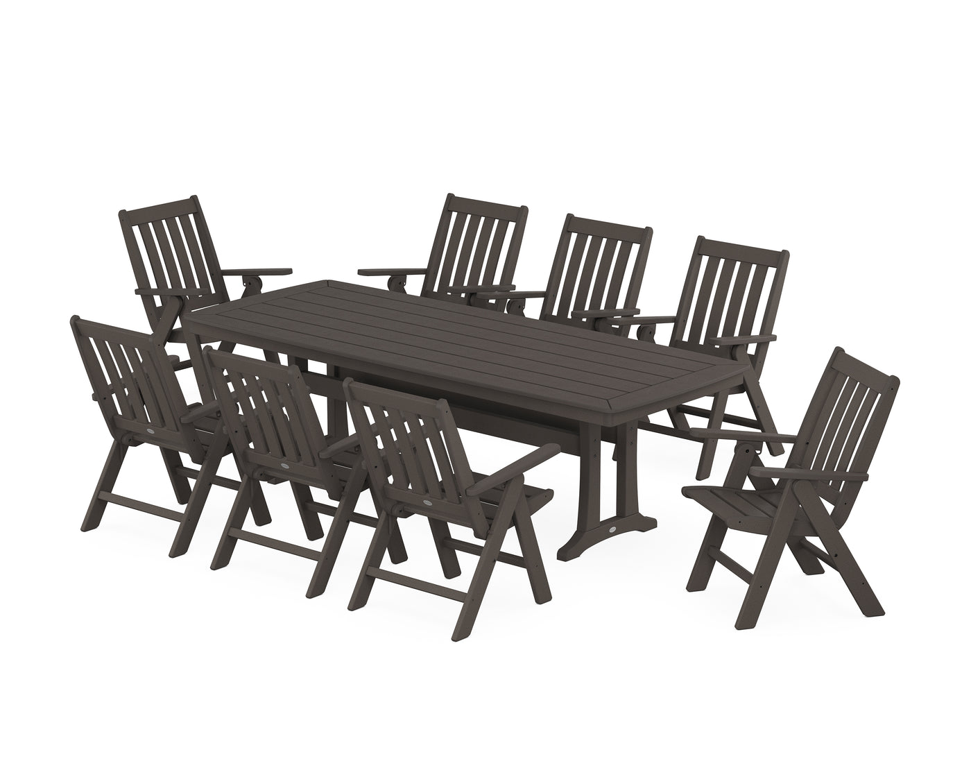 Vineyard Folding 9-Piece Dining Set with Trestle Legs