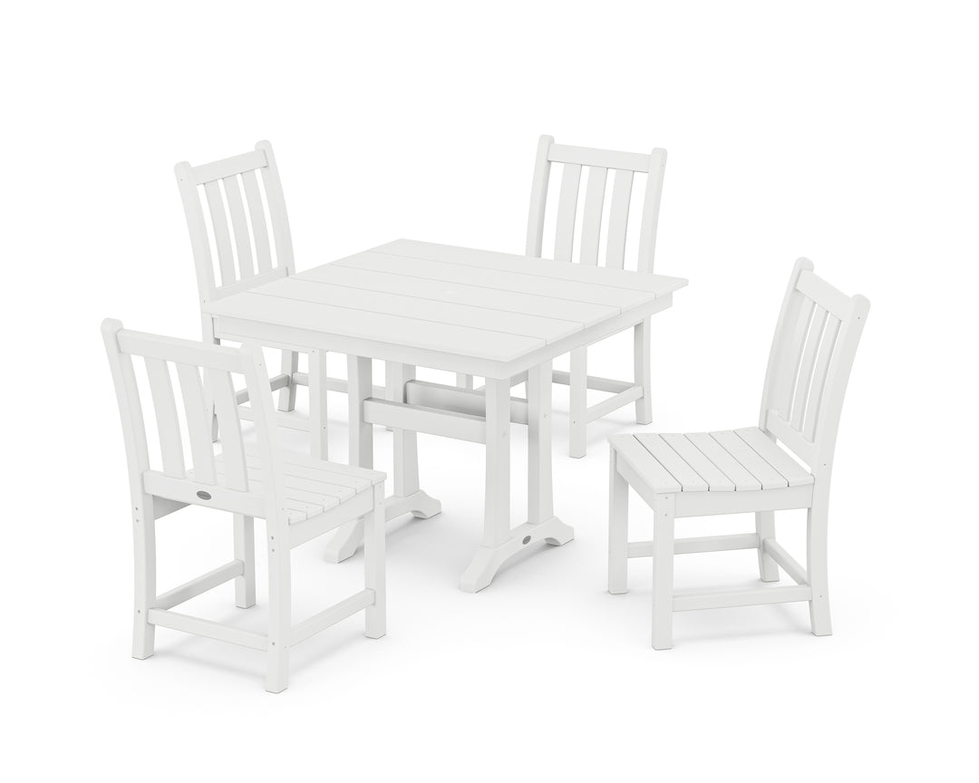 POLYWOOD® Traditional Garden 5-Piece Farmhouse Trestle Dining Set