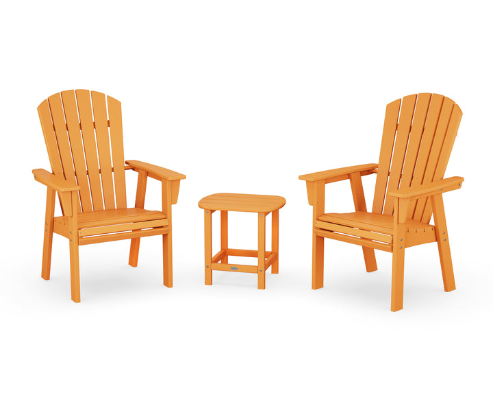 POLYWOOD® Nautical 3-Piece Curveback Upright Adirondack Chair Set