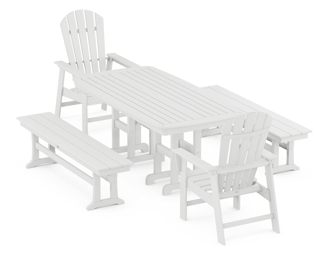 POLYWOOD® South Beach 5-Piece Dining Set with Benches