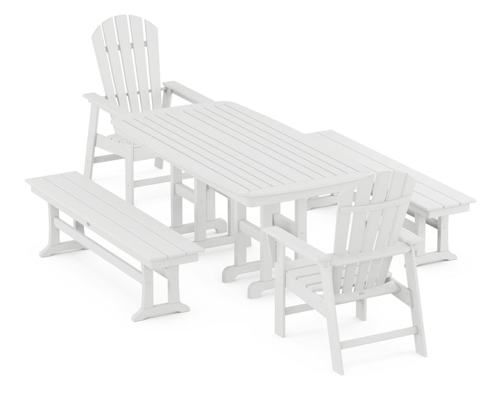 POLYWOOD® South Beach 5-Piece Dining Set with Benches