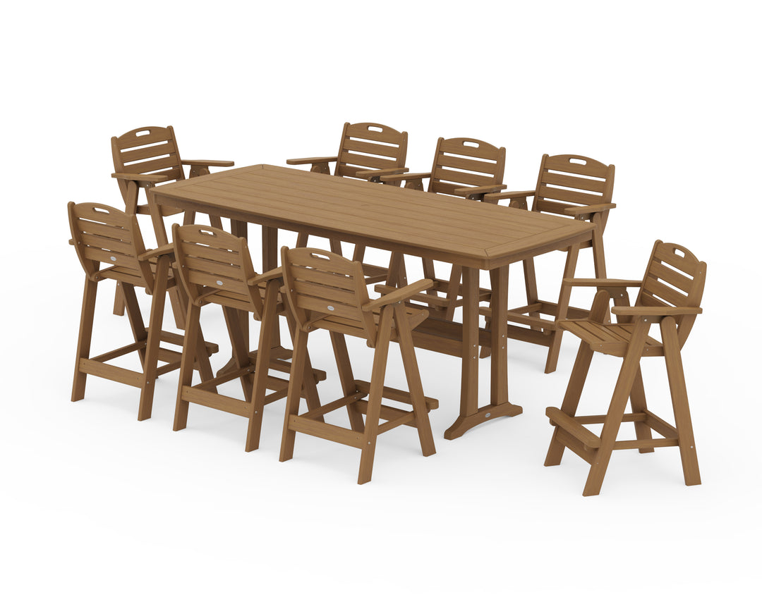POLYWOOD® Nautical 9-Piece Bar Set with Trestle Legs