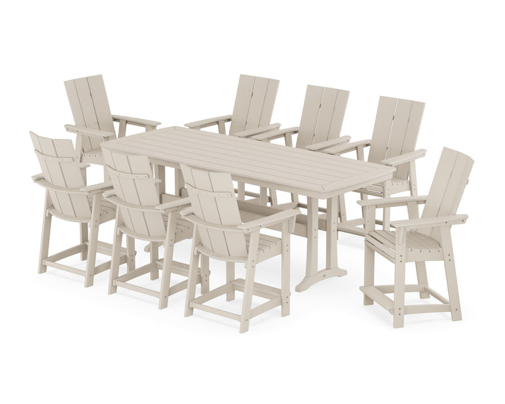 POLYWOOD® Modern Curveback Adirondack 9-Piece Counter Set with Trestle Legs