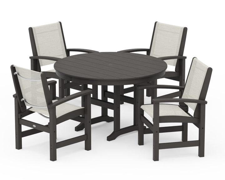 POLYWOOD® Coastal 5-Piece Round Farmhouse Dining Set