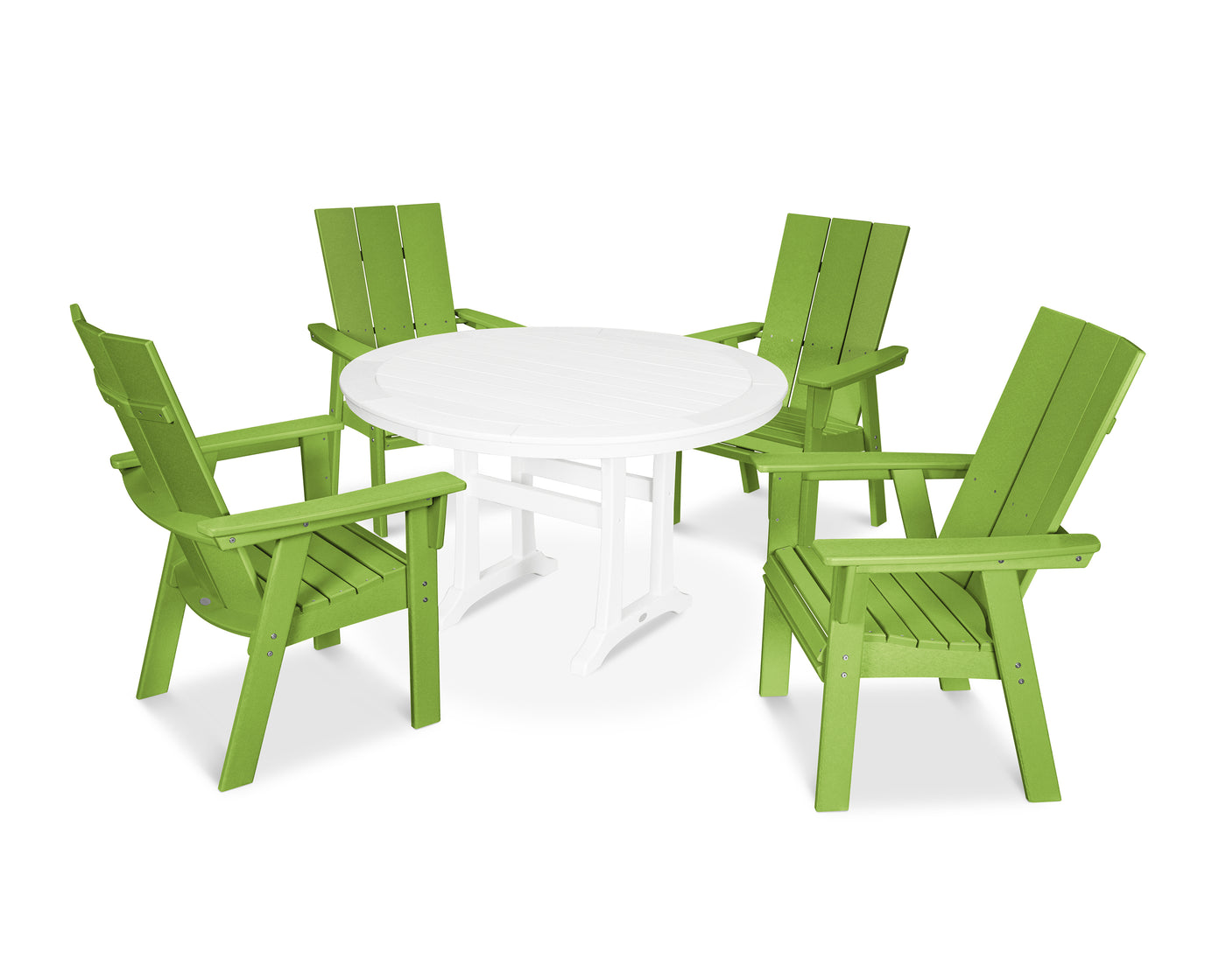 Modern Curveback Adirondack 5-Piece Nautical Trestle Dining Set