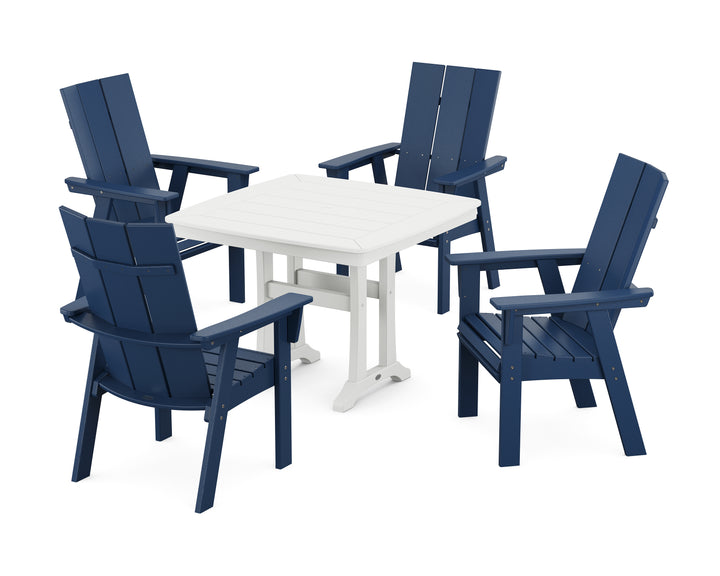 POLYWOOD® Modern Adirondack 5-Piece Dining Set with Trestle Legs