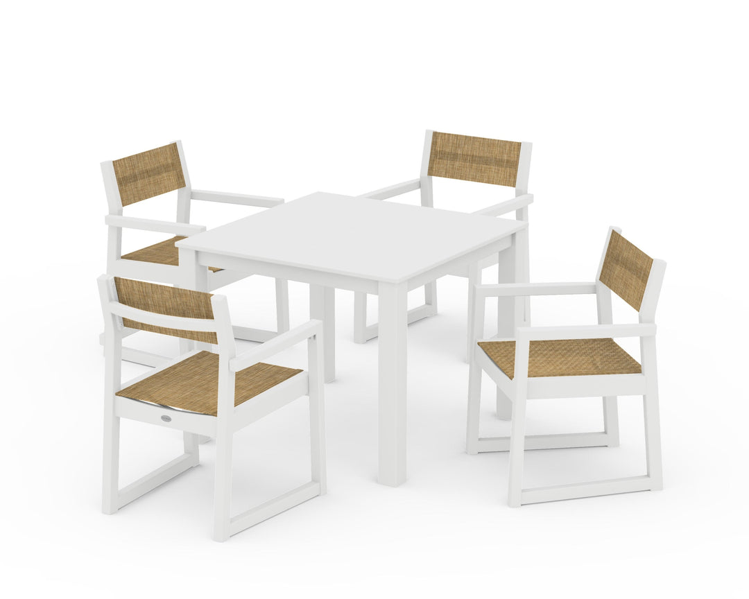 POLYWOOD® EDGE Sling Arm Chair 5-Piece Parsons Dining Set