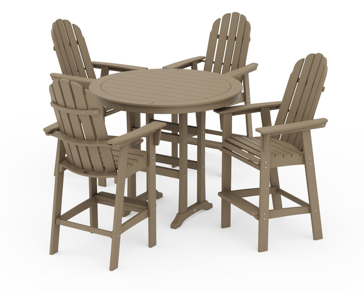POLYWOOD® Vineyard Curveback Adirondack 5-Piece Nautical Trestle Bar Set