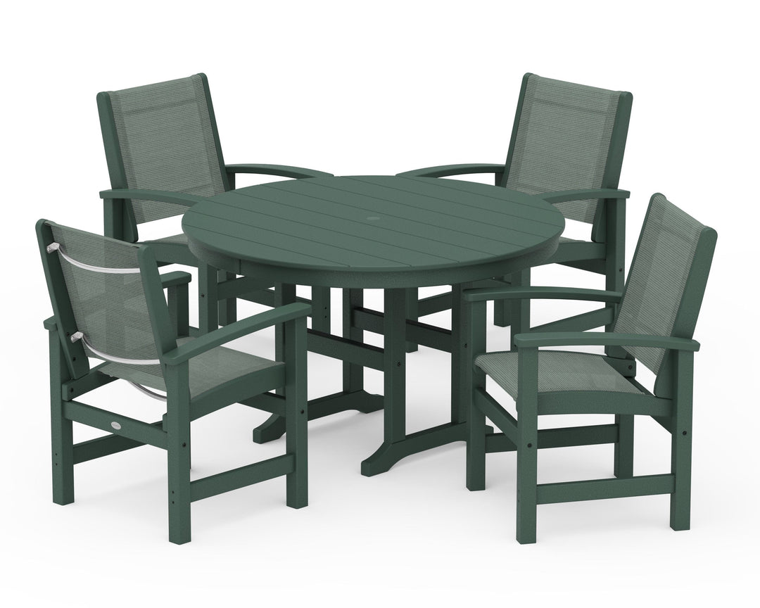 POLYWOOD® Coastal 5-Piece Round Farmhouse Dining Set