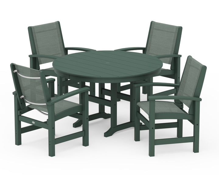 POLYWOOD® Coastal 5-Piece Round Farmhouse Dining Set