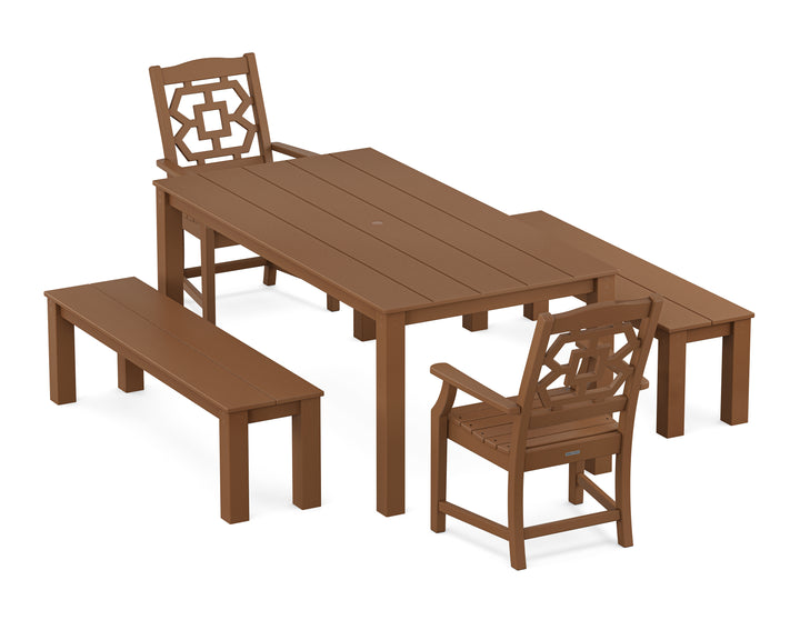Martha Stewart by POLYWOOD® Chinoiserie 5-Piece Parsons Dining Set with Benches