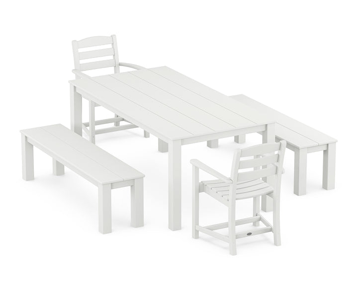 POLYWOOD® La Casa Cafe' 5-Piece Parsons Dining Set with Benches