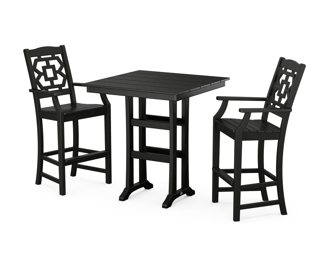 Martha Stewart by POLYWOOD® Chinoiserie 3-Piece Farmhouse Bar Set with Trestle Legs