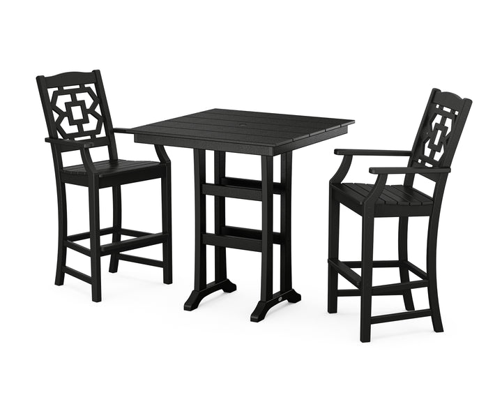 Martha Stewart by POLYWOOD® Chinoiserie 3-Piece Farmhouse Bar Set with Trestle Legs