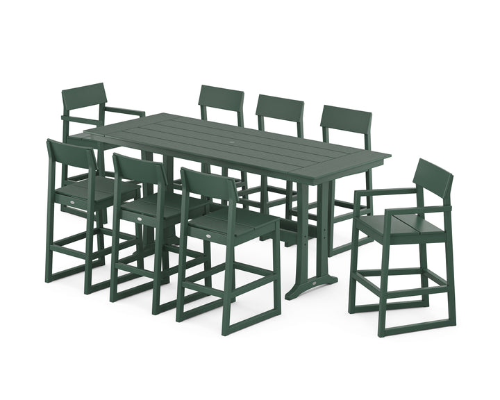 POLYWOOD® EDGE 9-Piece Farmhouse Bar Set with Trestle Legs