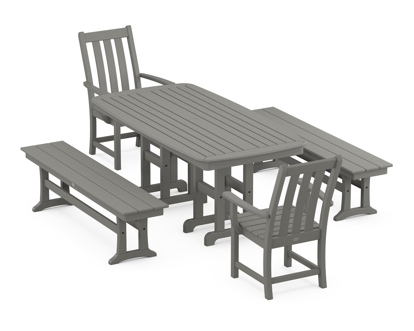 Vineyard 5-Piece Dining Set with Benches