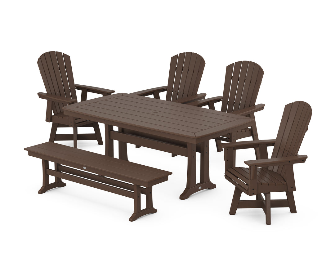 POLYWOOD® Nautical Adirondack Swivel 6-Piece Dining Set with Trestle Legs