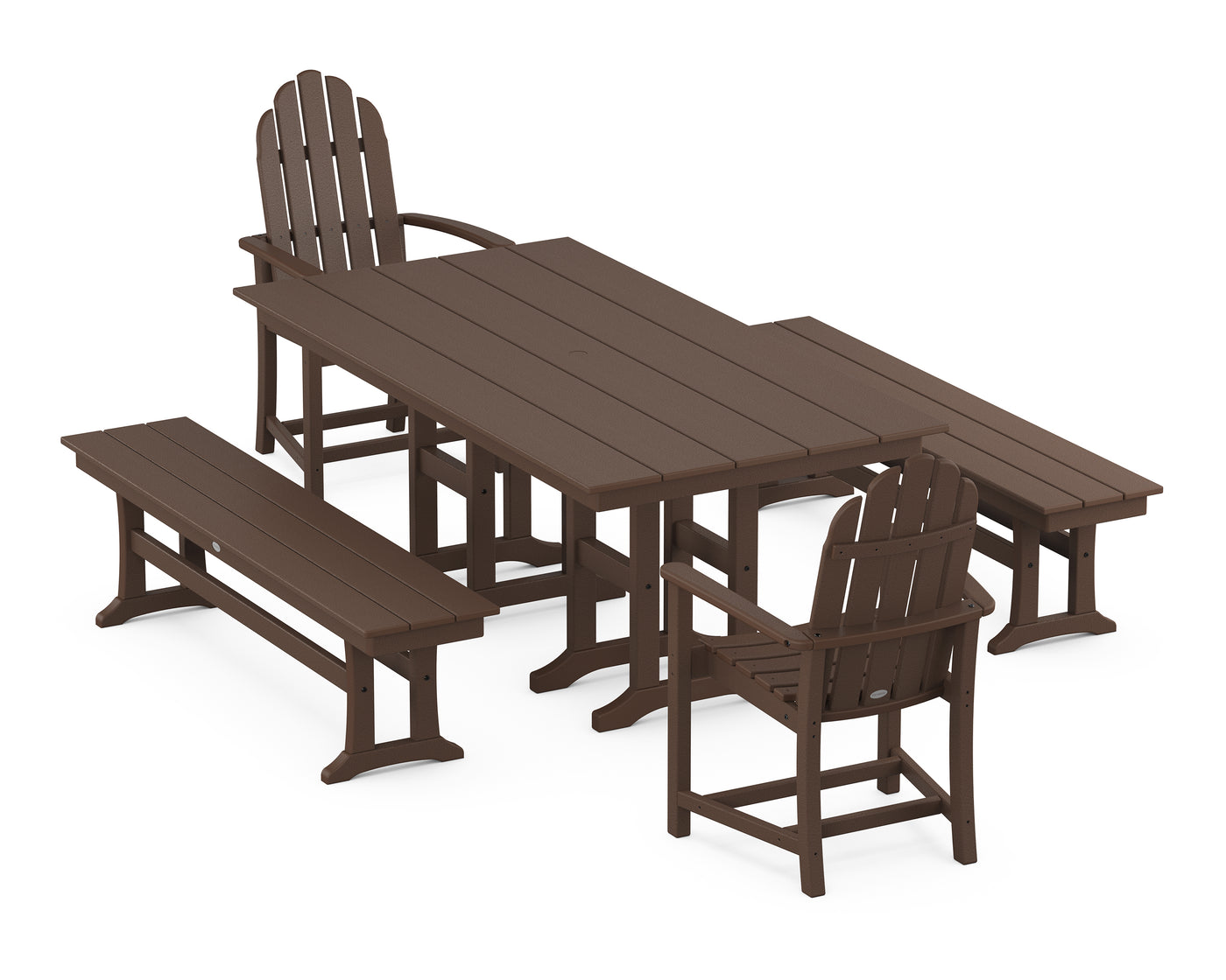 Classic Adirondack 5-Piece Farmhouse Dining Set with Benches