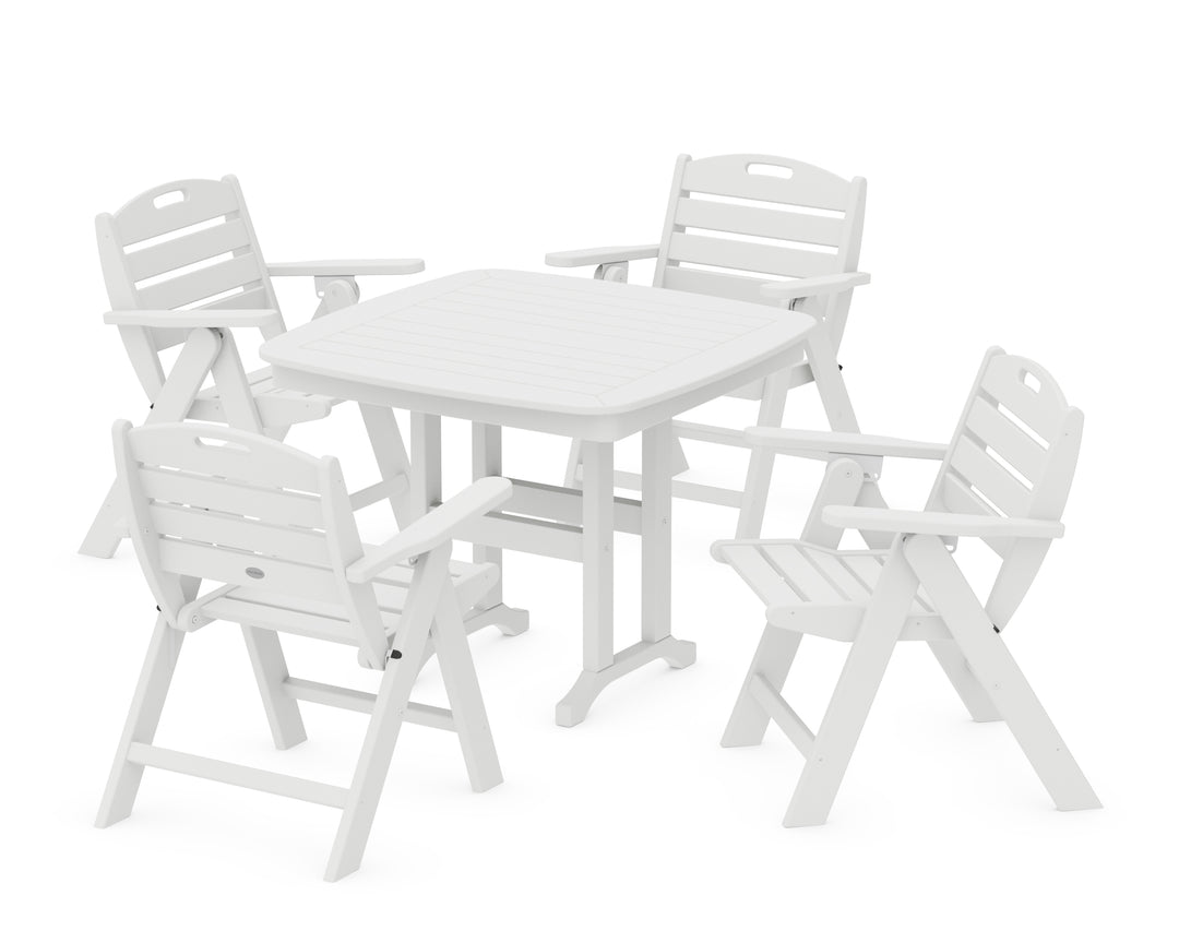 POLYWOOD® Nautical Folding Lowback Chair 5-Piece Dining Set
