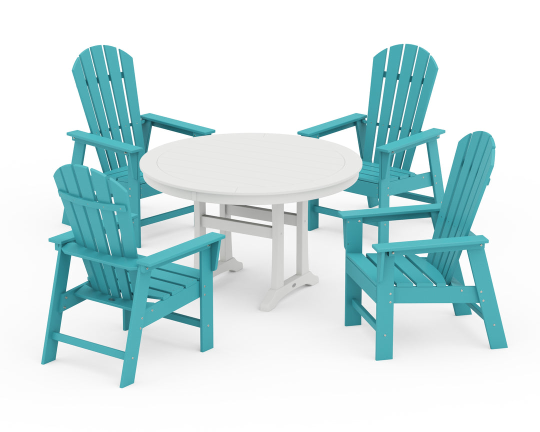 POLYWOOD® South Beach 5-Piece Round Dining Set with Trestle Legs