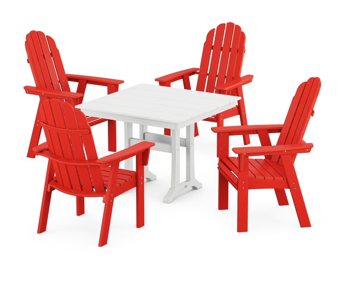 POLYWOOD® Vineyard Adirondack 5-Piece Farmhouse Dining Set With Trestle Legs
