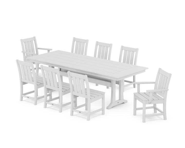 POLYWOOD® Oxford 9-Piece Farmhouse Dining Set with Trestle Legs