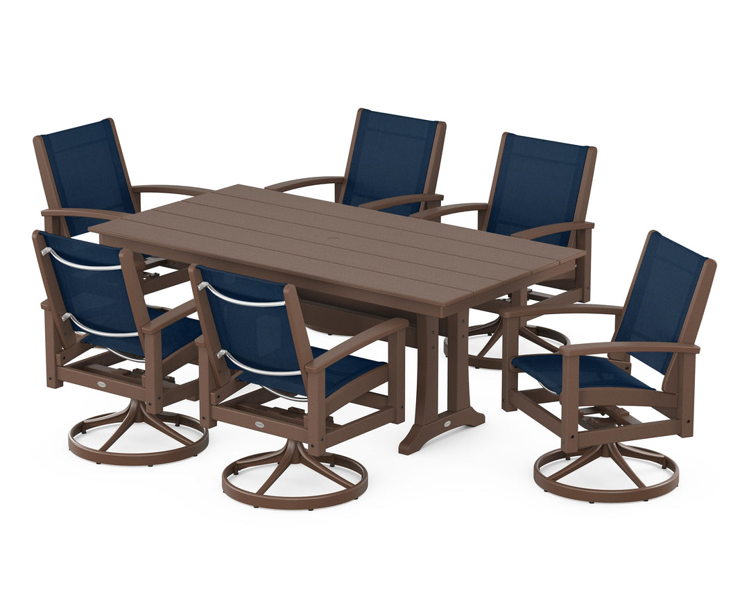 POLYWOOD® 7 Piece Coastal Swivel Rocker Dining Set