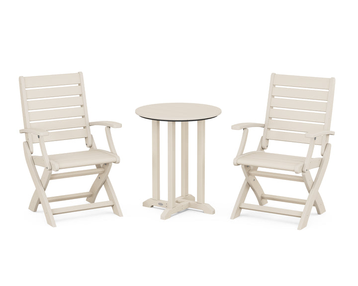 POLYWOOD® Signature Folding Chair 3-Piece Round Farmhouse Bistro Dining Set