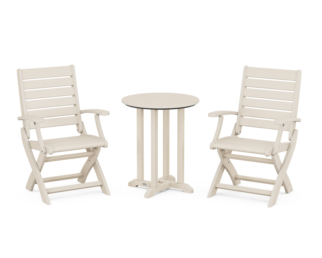 POLYWOOD® Signature Folding Chair 3-Piece Round Farmhouse Bistro Dining Set