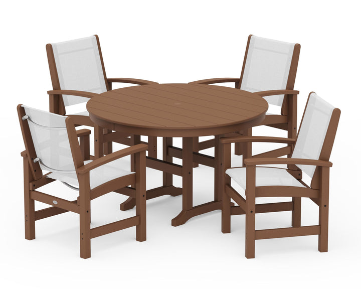 POLYWOOD® Coastal 5-Piece Round Farmhouse Dining Set