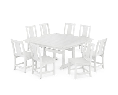 Prairie Side Chair 9-Piece Square Dining Set with Trestle Legs