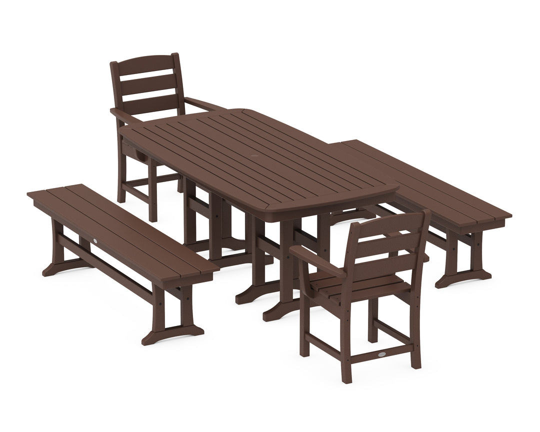 POLYWOOD® Lakeside 5-Piece Dining Set with Benches