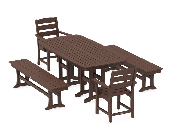 POLYWOOD® Lakeside 5-Piece Dining Set with Benches
