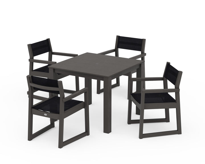 POLYWOOD® EDGE Sling Arm Chair 5-Piece Parsons Dining Set