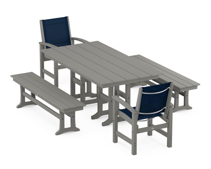 POLYWOOD® Coastal 5-Piece Farmhouse Dining Set
