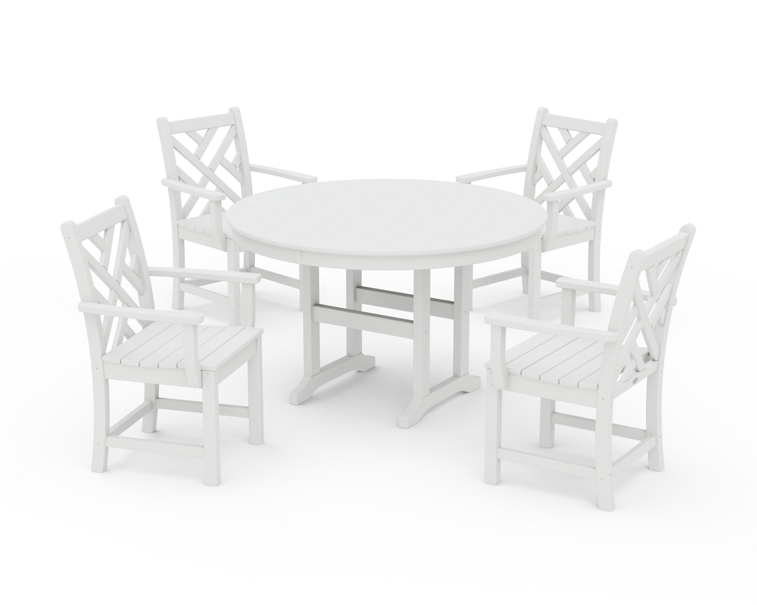 POLYWOOD® Chippendale 5-Piece Round Farmhouse Dining Set