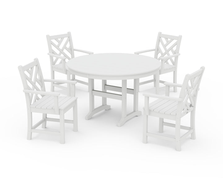 POLYWOOD® Chippendale 5-Piece Round Farmhouse Dining Set