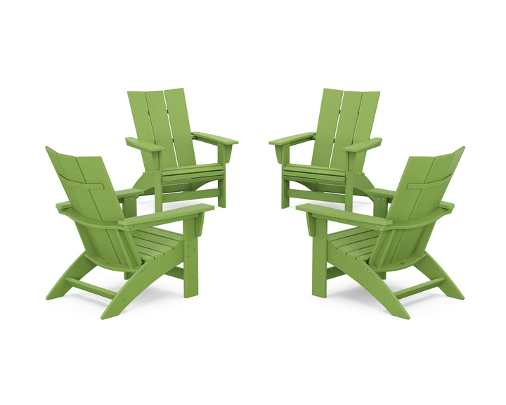 POLYWOOD® 4-Piece Modern Grand Adirondack Chair Conversation Set