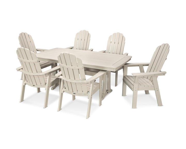 POLYWOOD® Vineyard Curveback Adirondack 7-Piece Dining Set with Trestle Legs