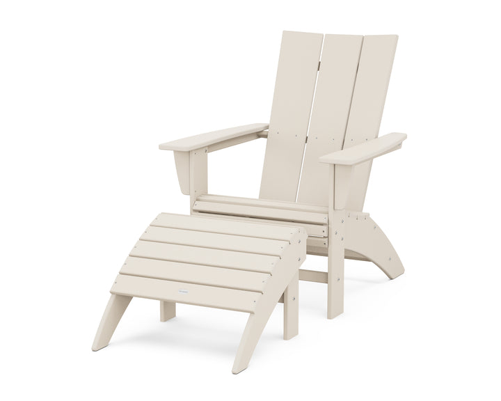 POLYWOOD® Modern Curveback Adirondack Chair 2-Piece Set with Ottoman